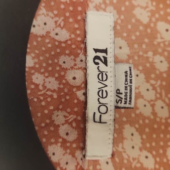 Forever 21 Women's Orange White V- Neck With Tie Floral Print Dress Size S/P - Picture 10 of 15